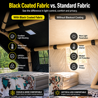 Tente de camping gonflable OEM avec tissu enduit noir, tente pneumatique imperméable pour 6 à 8 personnes, pour le glamping en plein air, avec une conception à deux pièces