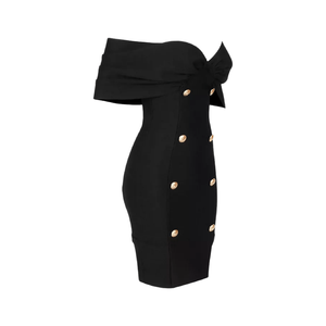 2023 estate moda Socialite temperamento Off-The-spalla scollo a v petto avvolgere elastico doppio petto vestito dalla fasciatura - Product Image 2