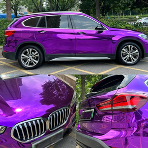 工場価格 PETミラークロームパープル自己粘着ビニールラップフィルムロール 車 バイク用カーステッカー - Product Image 5