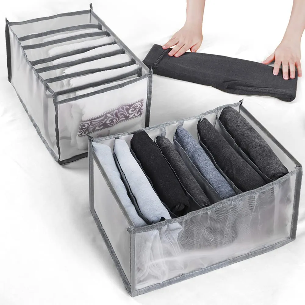 Opvouwbare Kleding Garderobe Organisator Rooster Jeans Scheiding Mesh Nylon Kleding Lade Opbergdoos