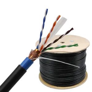 Spot Goods Pass Test 4 Pasang 10gigabit kabel jaringan FTP STP kabel Ethernet tanpa pelindung 305m Cat6 23AWG 0.55MM PVC