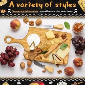 Tabla de Charcutería Ecológica de Bambú con Mini Mango, Juego de Cuchillos para Queso, Tabla de Cortar para Servir <span class=keywords><strong>Pizza</strong></span> a Granel con Elegantes Cajas de Regalo - Product Image 3