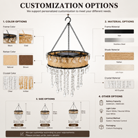 Lustre LED Solaire Créatif Style Rétro Américain avec Installation Facile pour Salon, Bar, Jardin