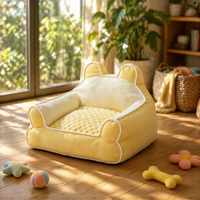 Lit pour animaux de compagnie lavable en forme d'ours mignon, toutes saisons, chaud, pour chat, doux, en peluche, nid pour chien, housse amovible, tapis de couchage pour animaux, en gros