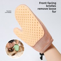 Gant de toilettage double face en polyester pour chats et chiens, brosse anti-poils, éliminateur de peluches pour le bain, grattoir pour tapis et vêtements