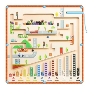 Magnetische Kleur En Nummer Doolhof Houten Puzzel Activiteitenbord Peuter Fijne Motoriek Speelgoed Montessori Speelgoed