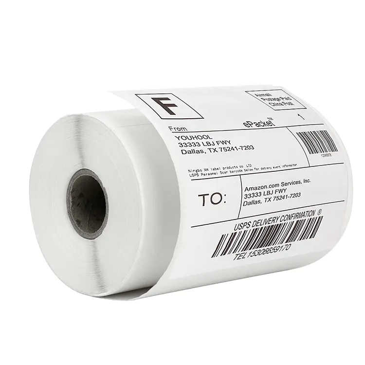 Aangepaste 4X6X350 Stuks Thermisch Etiket Papier Verzendstickers Recyclebaar Materiaal Zelfklevende Thermische Printer Etiketten