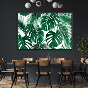 Elegant Tropical Palm Leaf Printed Canvas: Vibrant Large Floral Decor,<b>BLACK</b> <b>FRAMED</b> CANVAS - Product Image 3