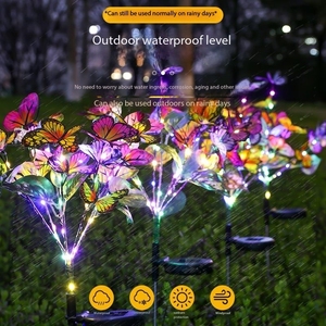 Nuevo diseño al aire libre impermeable decorativo Solar jardín mariposa flor césped luces para Patio terraza acceso - Product Image 5