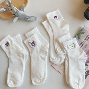Calcetines Blancos Bordados con Dibujos Animados para Mujer, Transpirables, con Patrón de Anime, Juveniles, Casuales - Product Image 2