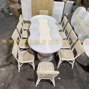 Table rectangulaire en rotin durable pour enfants, table d'extérieur pour bébé, ensemble de chaise et table pour enfants, Offre Spéciale de décoration de fête - Product Image 6