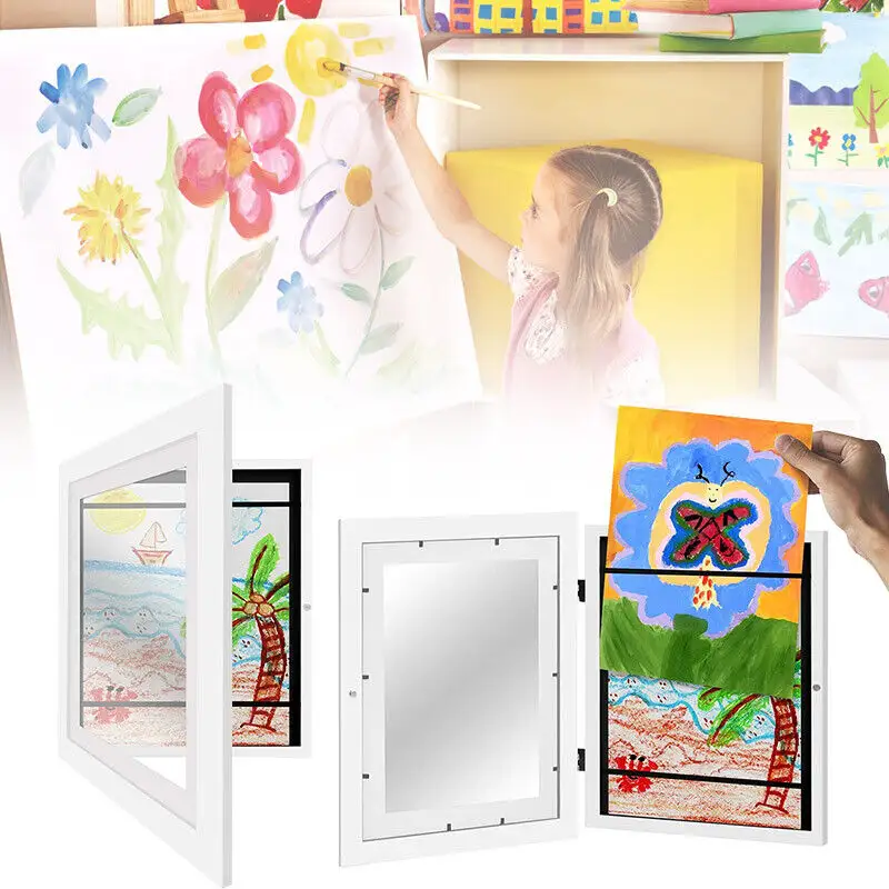 2023 Magnetische Artwork Fotolijst Kids Art Frames Voor Opening Gehard Glas Frames Voor Tekenen Schilderij Kunstwerk Display