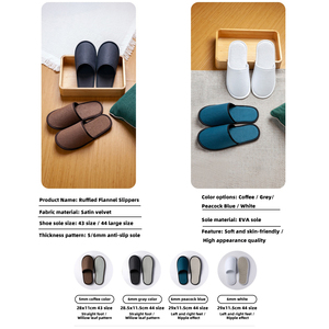 Toptan özel logo kişiselleştirilmiş nakış tek kullanımlık Spa terlikleri kadife misafir terliği - Product Image 5