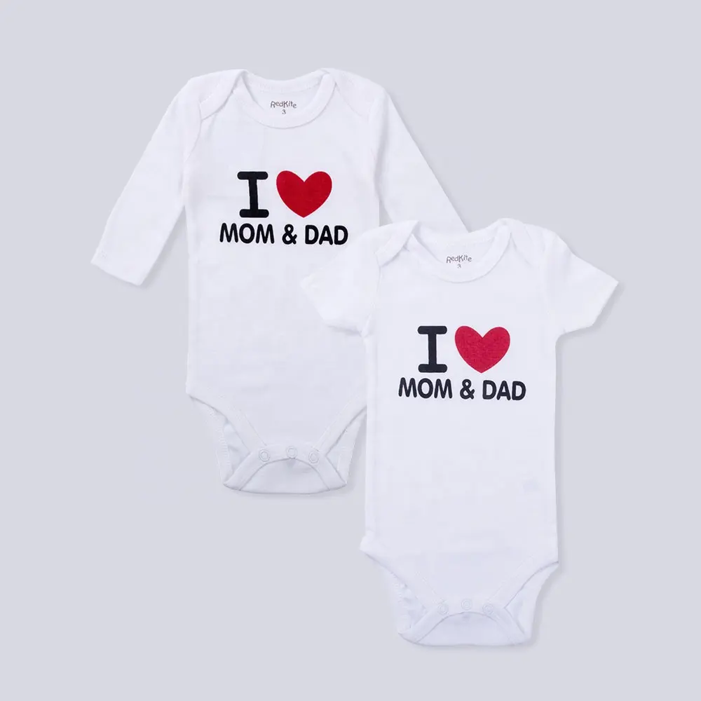 Impression de mode I Love MOM et DAD design Barboteuse blanche pour nouveau-né pour garçons et filles