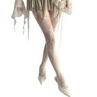 Collants en nylon ajourés style sirène, dentelle française jacquard, motif floral fin, sexy, rétro millennial, audacieux, femme fatale