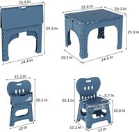 Ensemble table et chaises pliantes pour enfants HANYEE, bureau d'apprentissage portable en plastique pliable avec 2 chaises