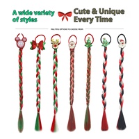 Fujia  fibre haute température père noël tresse accessoires de cheveux en caoutchouc queue de cheval de noël pour enfants