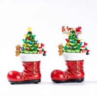Weihnachtsmann-Stiefel aus Kunstharz als Christbaumschmuck - Drehbar, Wiederaufladbar, Bluetooth-Musikbeleuchtung, KI-Smart-Chip Tischdekoration