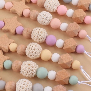 Nuevo Diseño: Clip de Madera de Haya Hecho a Mano con Bolas Tejidas de Ganchillo para Chupete, Mordedor de Madera de Haya para Bebé - Product Image 5