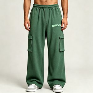 <span class=keywords><strong>Pantaloni</strong></span> da Uomo XL Antirughe <span class=keywords><strong>con</strong></span> Stampa Waffle Verde, Tasche Grandi, Stile High Street, Vestibilità Larga e Dritta, Vita Elastica, Antipiega - Product Image 2