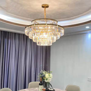 Zèle éclairage lustre en cristal moderne nouveau design suspendus pendentifs de lampe en or avec télécommande - Product Image 3