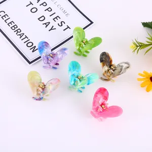 Small Butterfly Style Claw Clip Cute Girl Clip Hair Eight-prong Small Hair Clip ACETATE Colorful Butterfly Fascinator