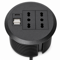 Prise de courant encastrée 80 mm, norme chilienne, 2 prises AC, USB-A 18W, USB-C 20W, prise de bureau ronde pour plan de travail