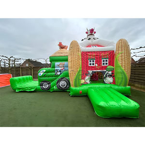 Castello Gonfiabile a Tema Fattoria a Forma di Trattore con Scivolo, Castello Gonfiabile con Mucca e Mais, <span class=keywords><strong>Parco</strong></span> <span class=keywords><strong>Giochi</strong></span> Gonfiabile - Product Image 1