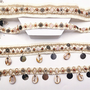 <span class=keywords><strong>Bandeau</strong></span> en corde de chanvre fait à la main de style bohème ethnique perlé accessoires uniques de vêtements dentelle de code à barres en pierre votre sangle de mode - Product Image 1