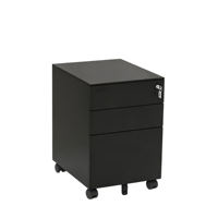 Armoire de classement métallique à 3 tiroirs avec serrure, armoire de rangement en acier, armoire de rangement sous table avec roulettes et serrure