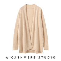 Nouveau style – Cardigan en cachemire doux pour femme, 100 % cachemire, col en V, coupe ample, longueur mi-longue, couleur unie, pull décontracté à superposer
