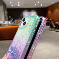 Coque pour iPhone 11 à 16 PRO MAX, coque transparente à paillettes liquides, anti-chute, avec protection des quatre coins, paillettes brillantes, coques pour téléphone 15
