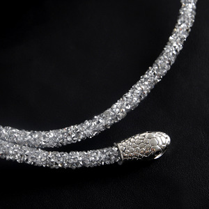 Collana Lunga Regolabile Multiuso, Colore <span class=keywords><strong>Oro</strong></span> e Argento, Collana a Serpente Flessibile, Gioielli per Donne e Uomini - Product Image 5