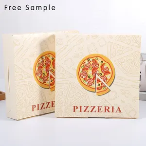 Kemasan kotak Pizza persegi panjang karton kustom Logo cetak kertas kotak Pizza dengan desain yang berbeda