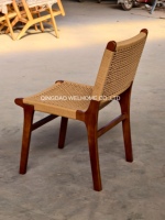 Usine de gros cadre en bois massif tissé papier cordon siège rotin chaise de salle à manger pour la maison Restaurant café
