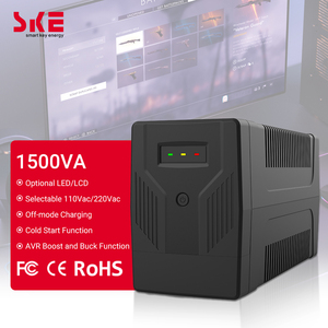 Alimentation sans interruption (ASI) monophasée interactive en ligne SKE GP1500, 220-230V, en plastique, 1500VA 900W, onde sinusoïdale, 2 batteries 12V 9AH, USB et RJ45 - Product Image 1