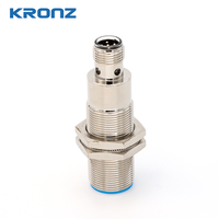 Sensor Jarak Ultrasonik KRONZ Industrial M18 NPN 0-10V, Rentang Deteksi 50-500mm, Sensor Proximitas Silinder Berulir
