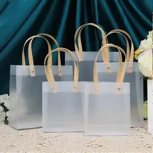 Custom Logo Pp Material Frosted Promotional Gift Bag Shopping Transparent Pvc Plastic