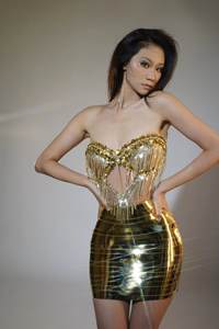 Vestido กระโปรงพู่คริสตัลสีทองชุด2ชิ้นสำหรับงานแสดงชุดราตรีชุดงานพรอมชุดวันเกิด - Product Image 6