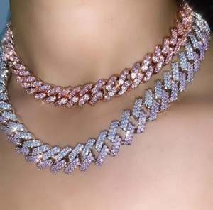 Iced Out-gargantilla de cadena cubana para mujer y niña, de circonia cúbica rosa, joyería <span class=keywords><strong>Punk</strong></span> Rock - Product Image 5