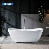 Baignoire japonaise autoportante moderne en acrylique blanc, écologique, profonde, avec robinet de vidange inclus