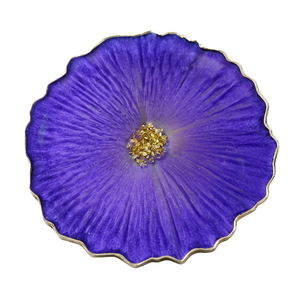 High Quality <b>Resin</b> <b>Epoxy</b> Coasters Sculpture Flower Design Modern Luxury Style Handmade Eco-Friendly Home Decor Wholesale India - Product Image 1