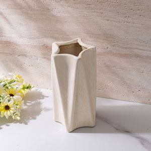 Vase en céramique CallaFloral, beige glacé, style nordique, vase décoratif de table, arrangement floral moderne, rangement - Product Image 3