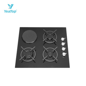 Cuisinière <span class=keywords><strong>à</strong></span> gaz et électrique 4 brûleurs la plus vendue, en verre trempé, équipée d'une allumage automatique de sécurité, plaque de cuisson <span class=keywords><strong>à</strong></span> gaz personnalisable - Product Image 3