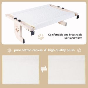 Legno di bambù cordless davanzale del gatto finestra pesce persico amaca, gatto amaca per la finestra - Product Image 5