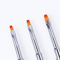Brosse à ongles en gel, brosse à ongles en acrylique à double tête avec manche en cristal, vente en gros