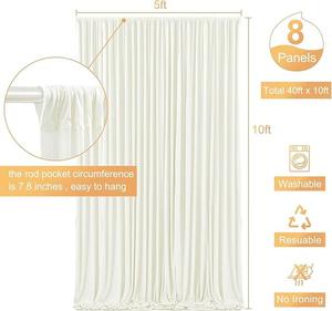 Rideaux de fond élégants en ivoire sans plis pour mariages, fêtes, décors photo, baby showers et décorations - Product Image 4