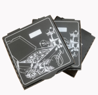 Boîte à pizza noire en carton ondulé blanc avec logo personnalisé, finition mate, prix de gros usine, pour sushis