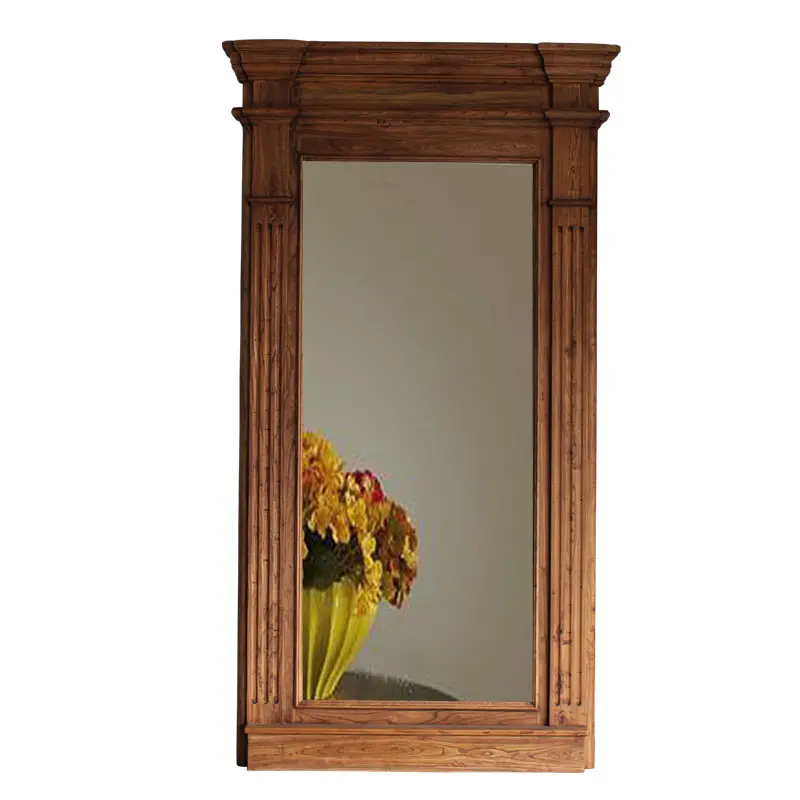 Antique Recycled Solid Weathered Elm Wood Decorative Rustic Natural Wall Mirror