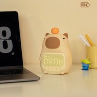 Capybara-förmiger Kinder-Smartwecker mit Nachtlicht, Touch-Bedienung, Zeitschaltuhr, Schlummerfunktion, Lichtsensor, Digitaler Niedlicher Schreibtisch-Dekor